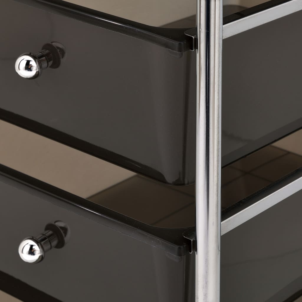 Pokretna kolica za pohranu s 4 ladice crna plastična