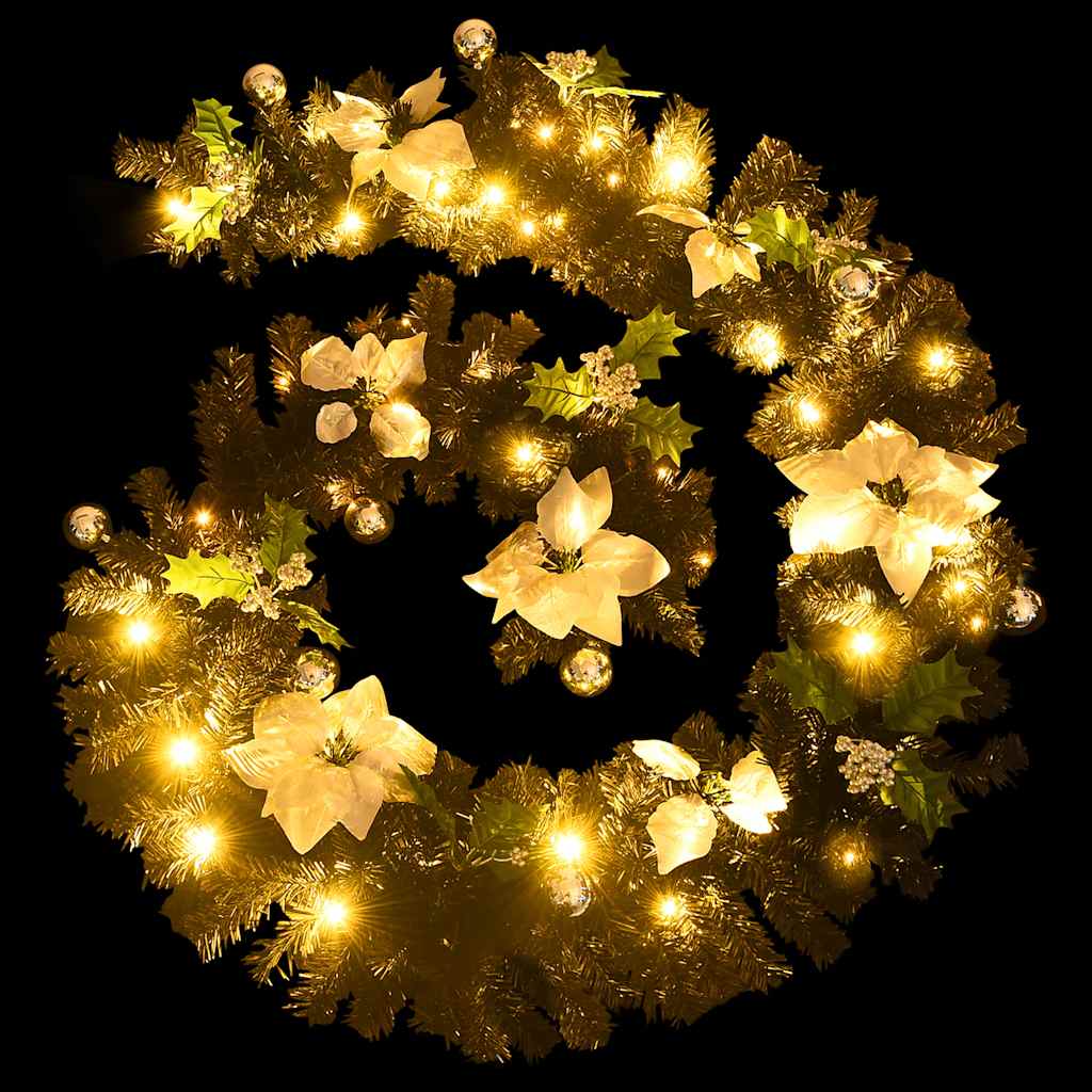 Božićna girlanda s LED svjetlima crna 2,7 m PVC