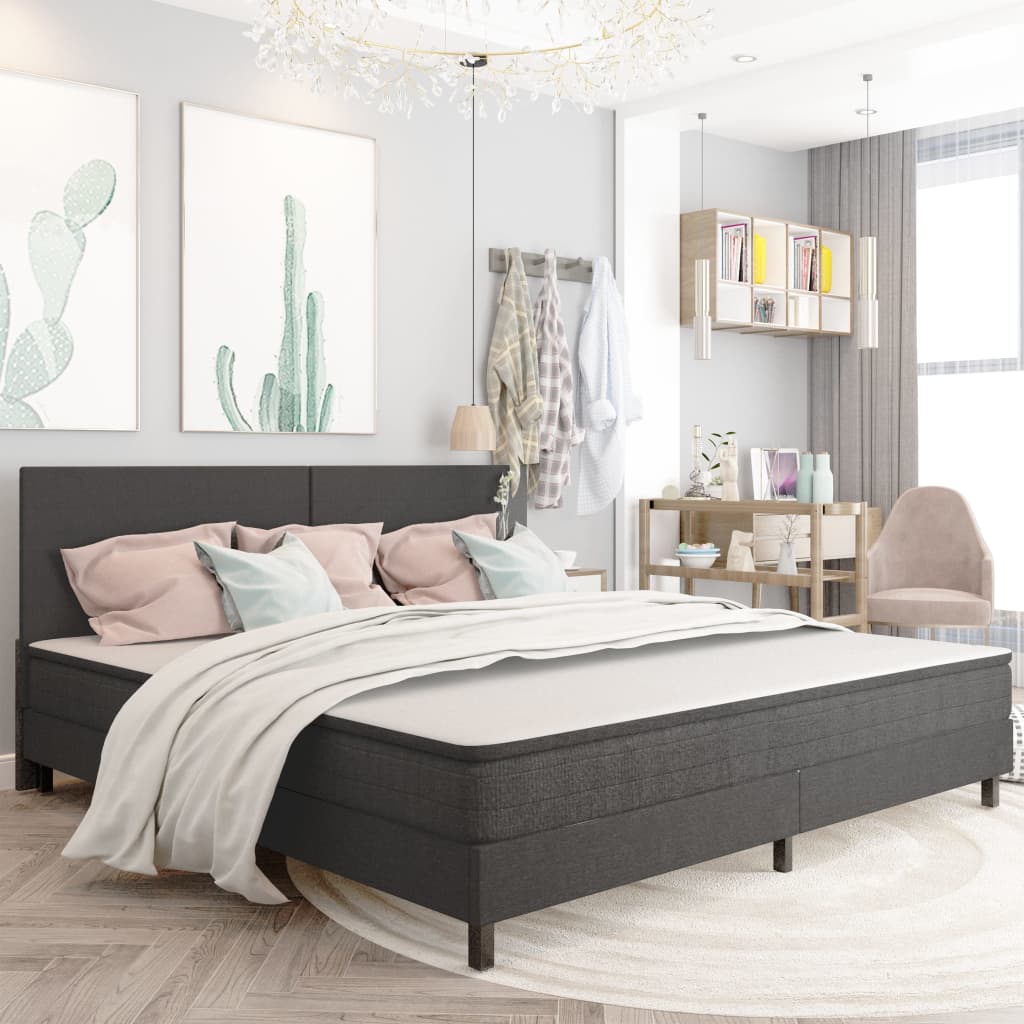 Krevet od tkanine s oprugama tamnosivi 200 x 200 cm