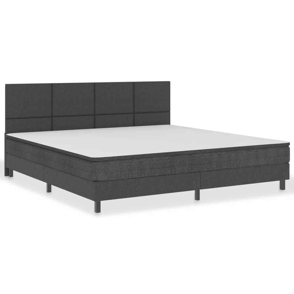 Krevet od tkanine s oprugama tamnosivi 200 x 200 cm