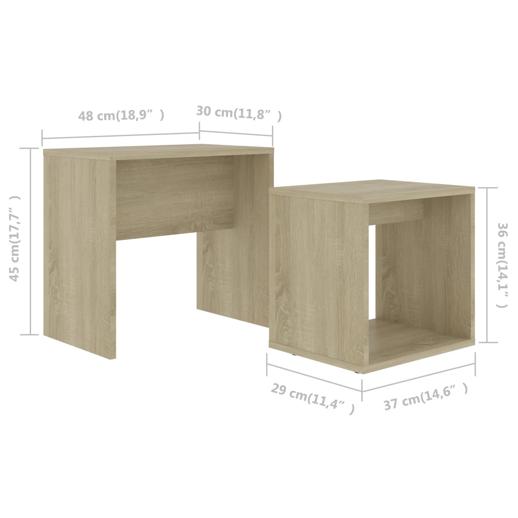 Set stolića za kavu boja hrasta 48x30x45 cm konstruirano drvo