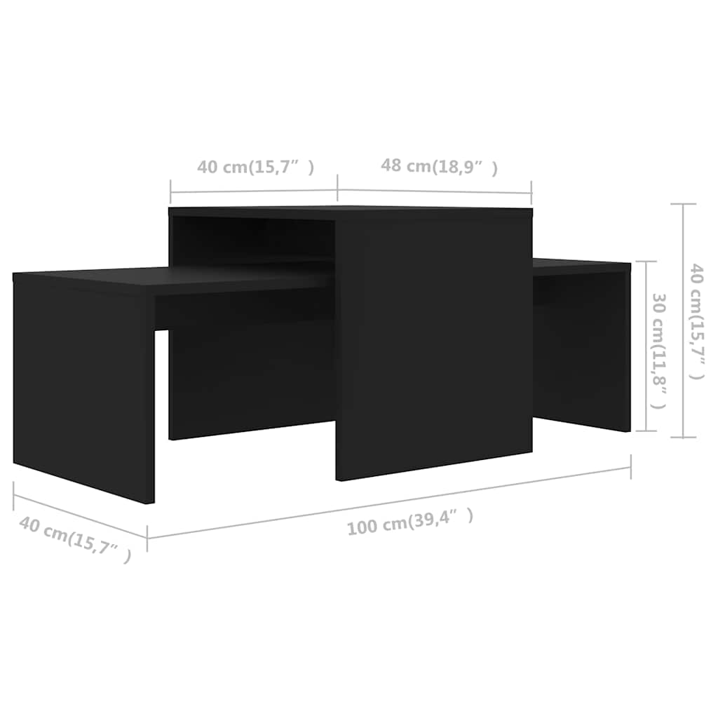 Set stolića za kavu crni 100 x 48 x 40 cm konstruirano drvo