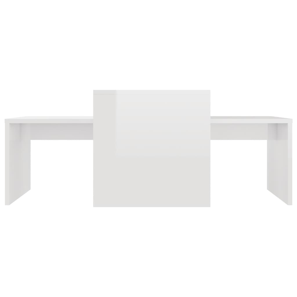 Set stolića za kavu visoki sjaj bijeli 100 x 48 x 40 cm drveni