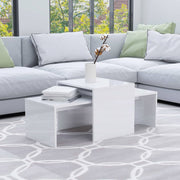 Set stolića za kavu visoki sjaj bijeli 100 x 48 x 40 cm drveni