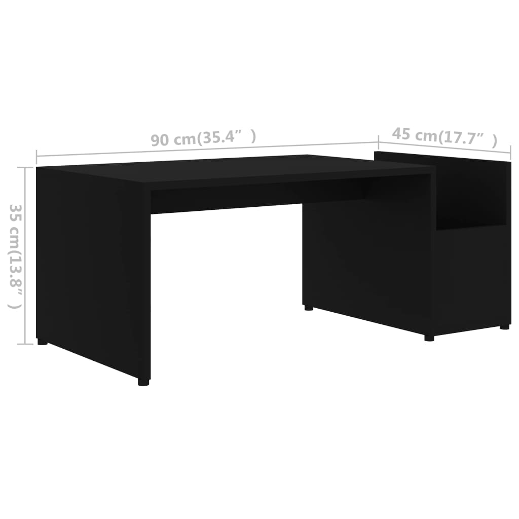 Stolić za kavu crni 90 x 45 x 35 cm konstruirano drvo