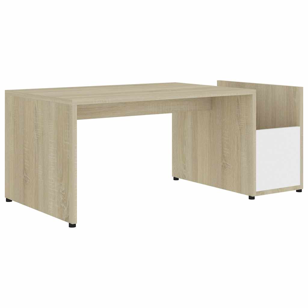 Stolić za kavu bijeli i hrast 90 x 45 x 35 cm konstruirano drvo