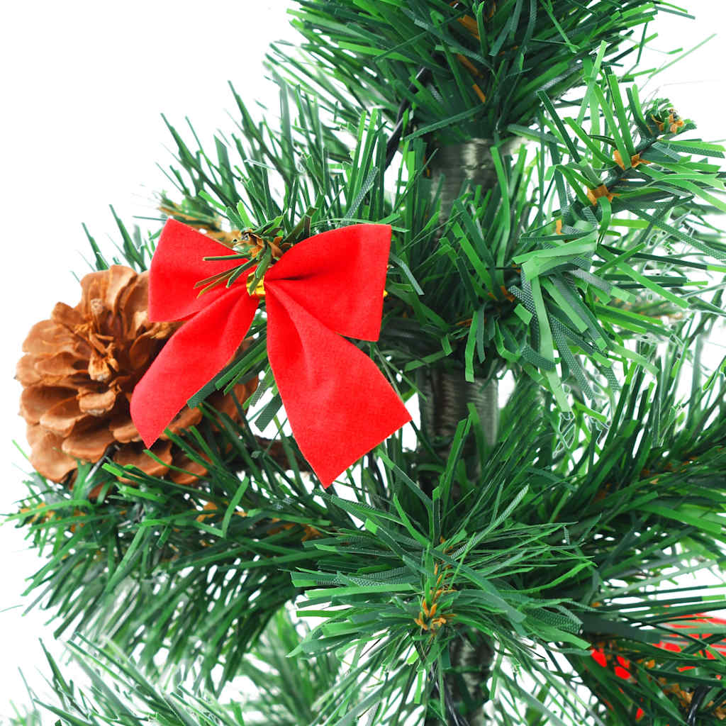 Umjetno osvijetljeno božićno drvce s kuglicama zeleno 64 cm