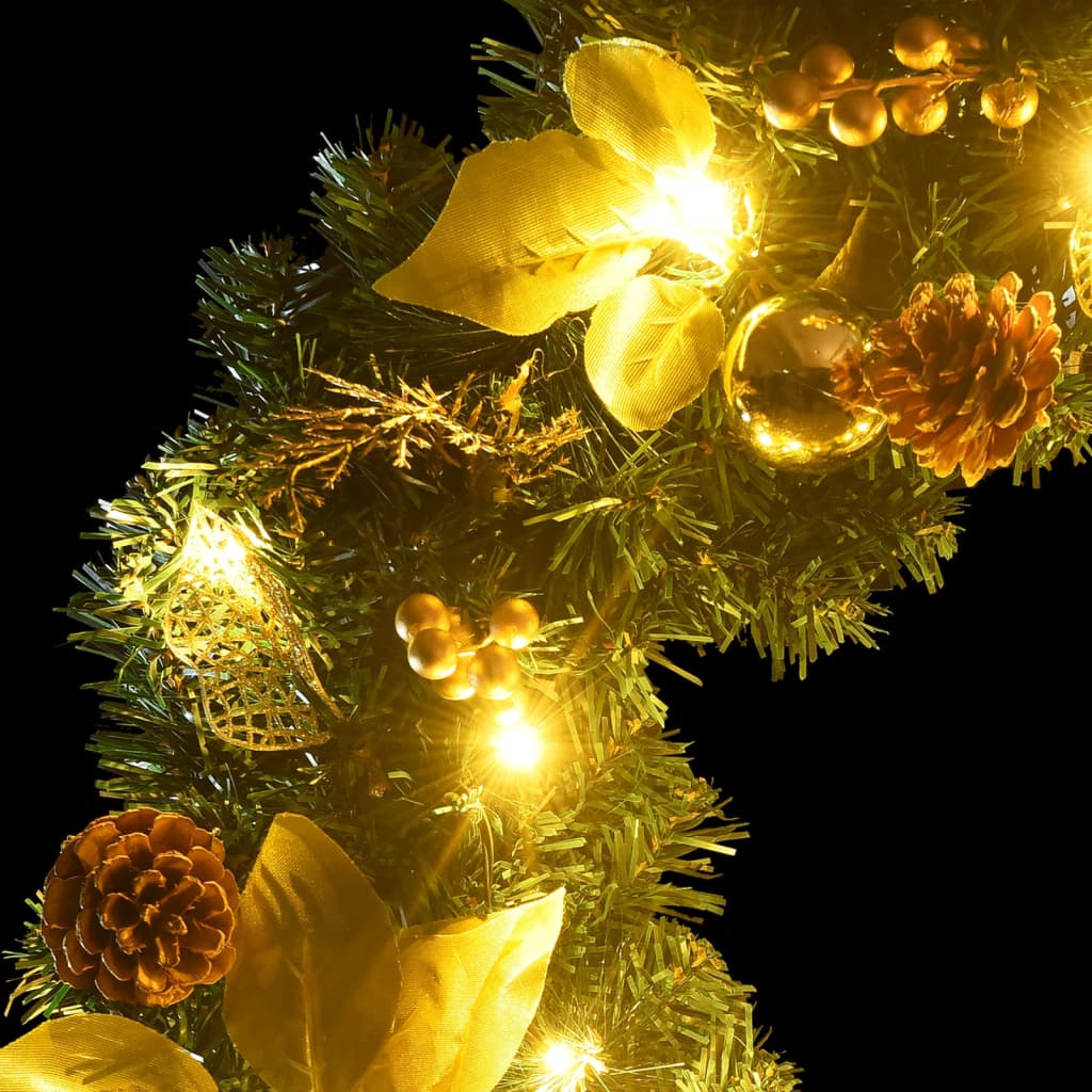 Božićni vijenac s LED svjetlima zeleni 60 cm PVC