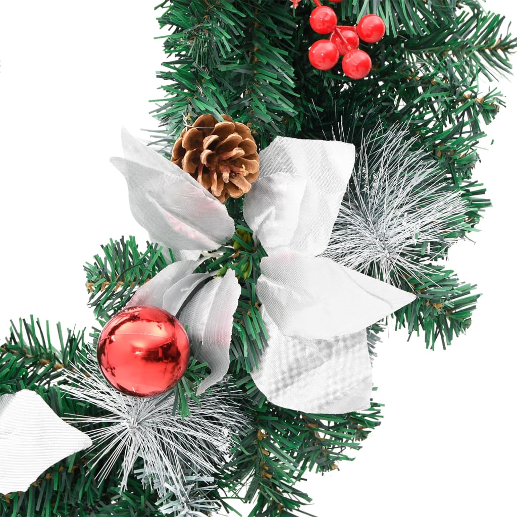Božićni vijenac s LED svjetlima zeleni 60 cm PVC
