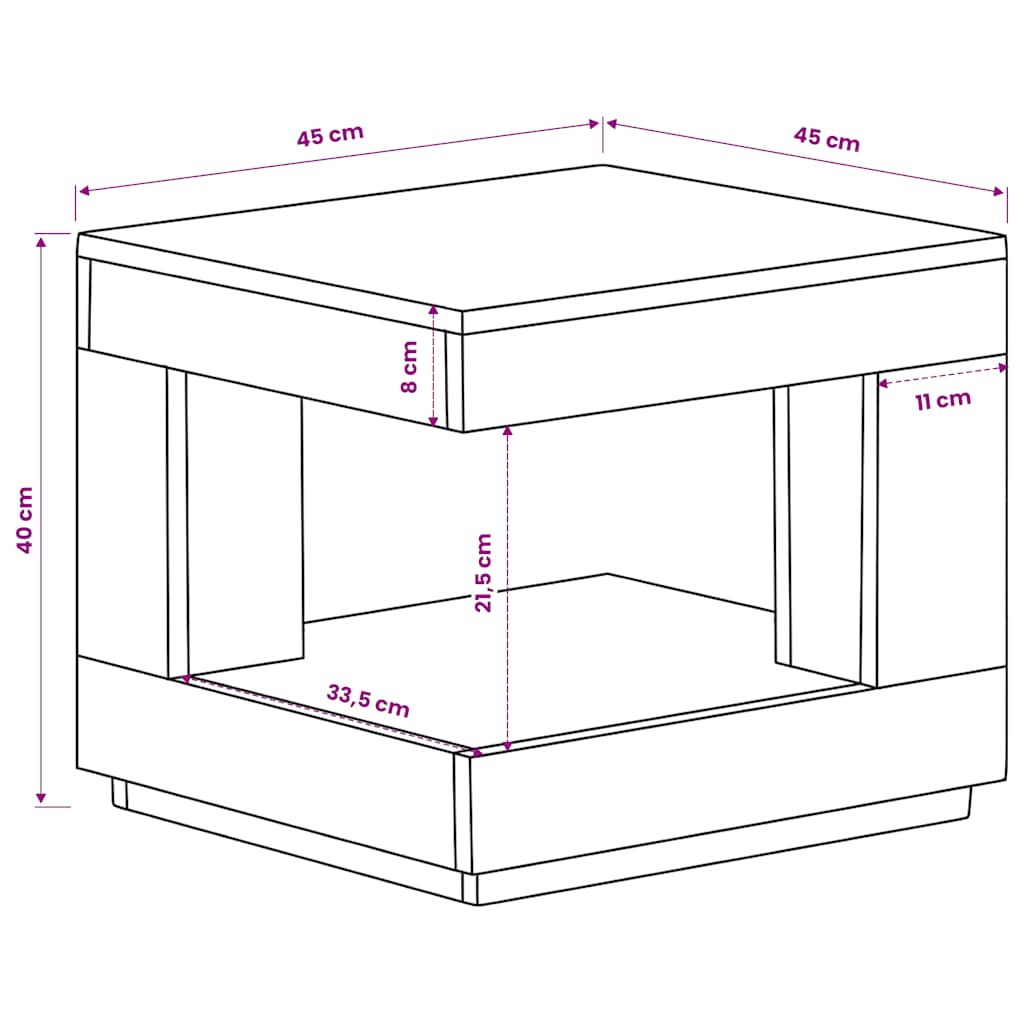 Stolić za kavu 45 x 45 x 40 cm od masivnog bagremovog drva