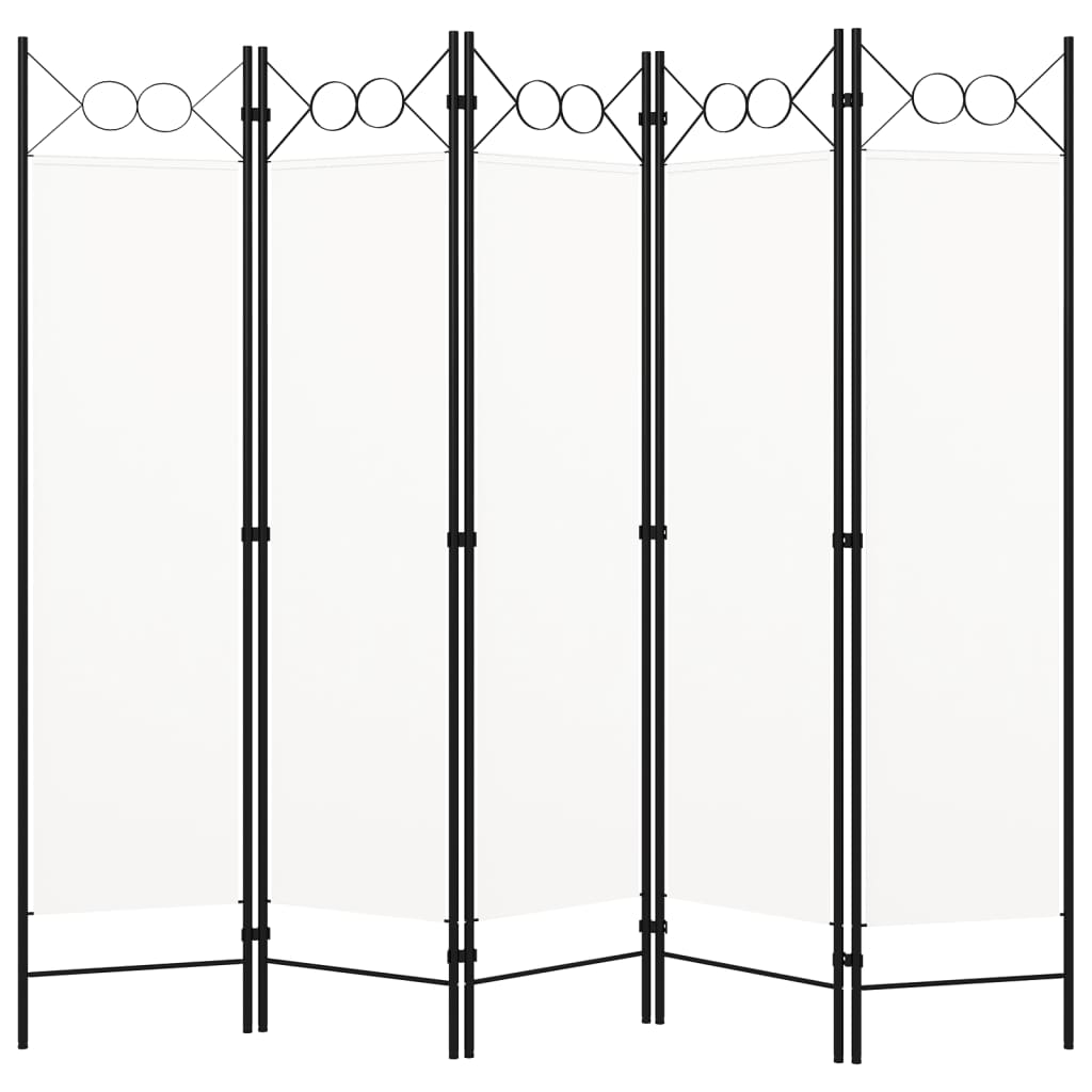 Sobna pregrada s 5 panela bijela 200 x 180 cm