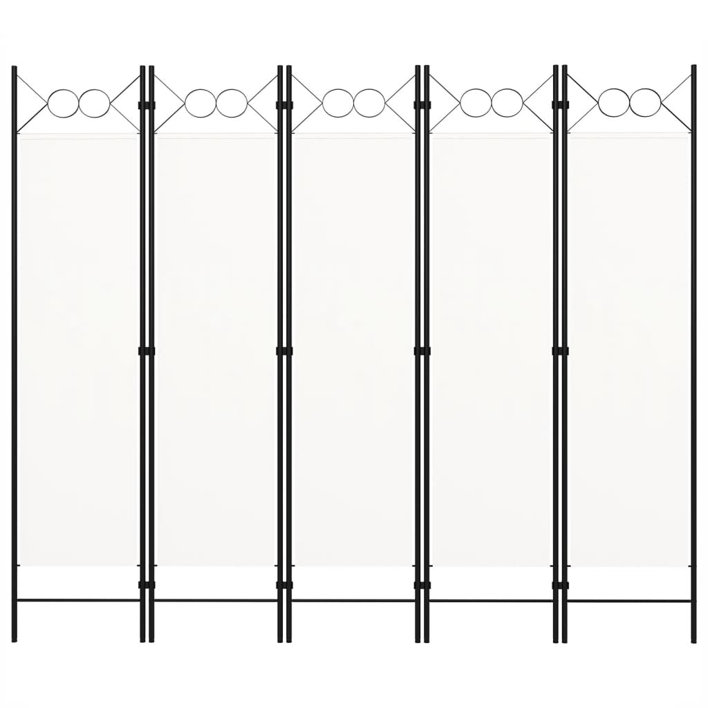 Sobna pregrada s 5 panela bijela 200 x 180 cm