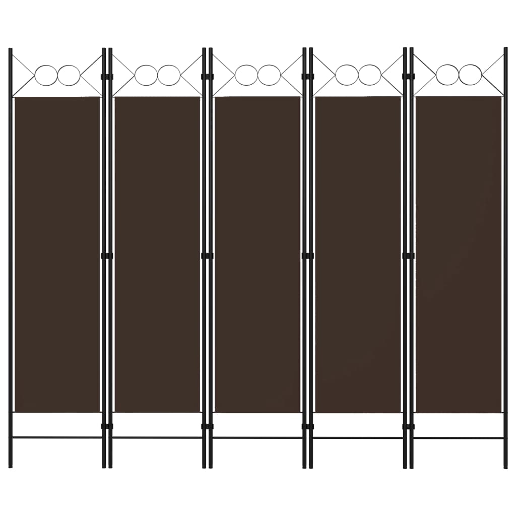 Sobna pregrada s 5 panela smeđa 200 x 180 cm