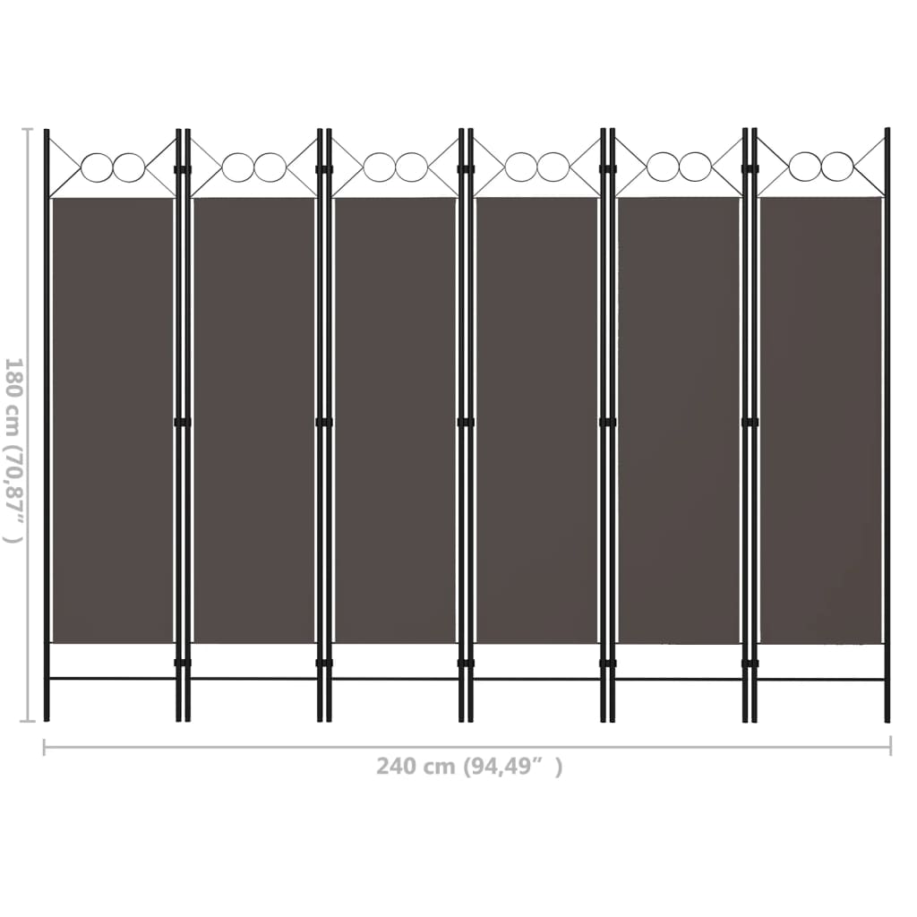 Sobna pregrada sa 6 panela antracit 240 x 180 cm