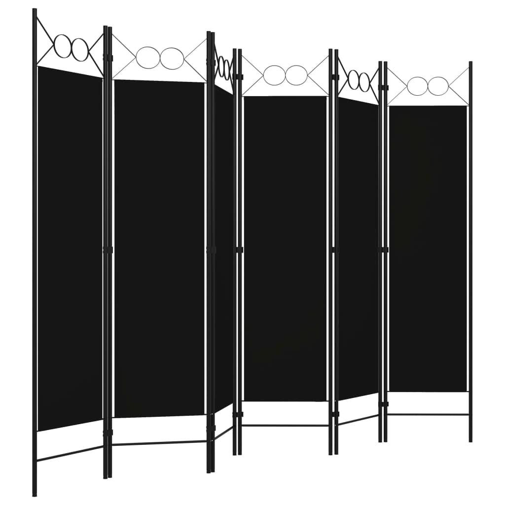 Sobna pregrada sa 6 panela crna 240 x 180 cm