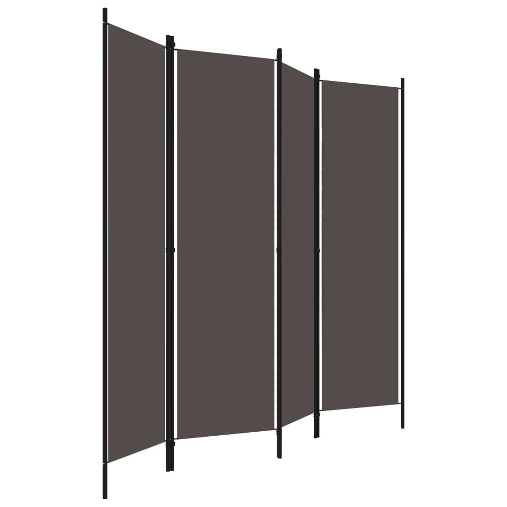 Sobna pregrada s 4 panela antracit 200 x 180 cm