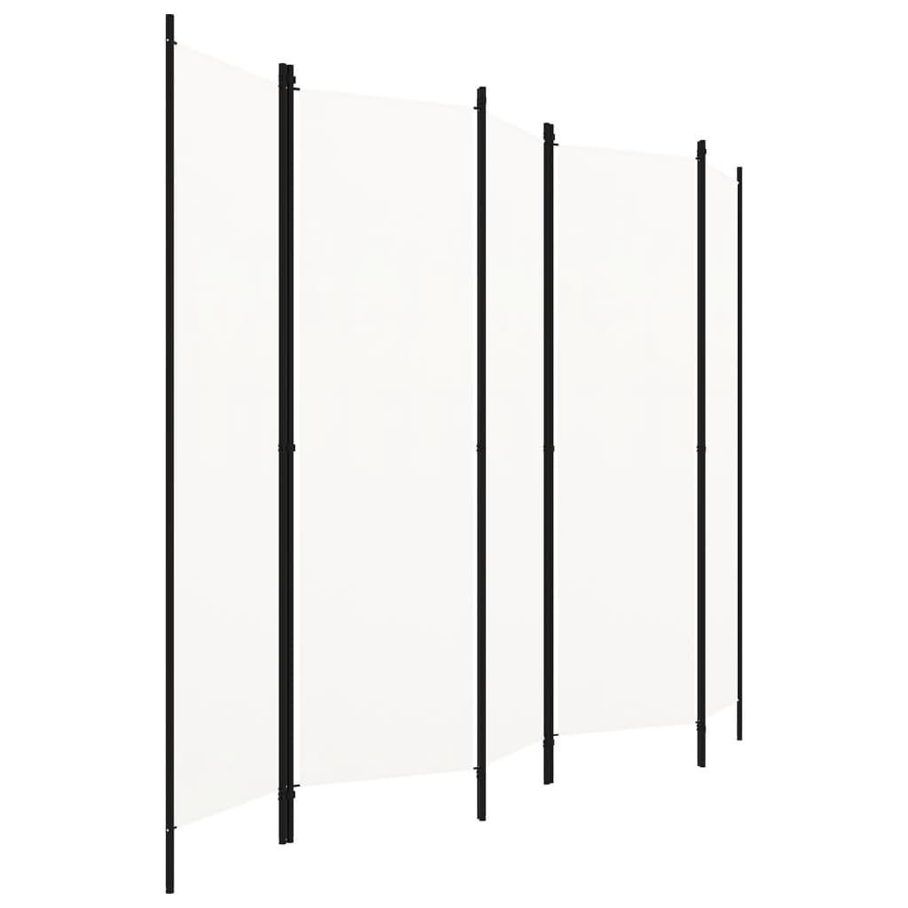 Sobna pregrada s 5 panela bijela 250 x 180 cm