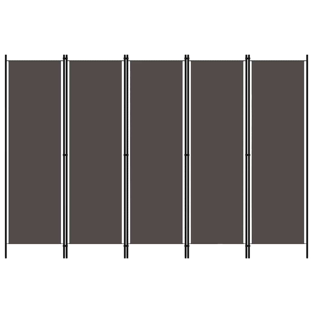 Sobna pregrada s 5 panela antracit 250 x 180 cm