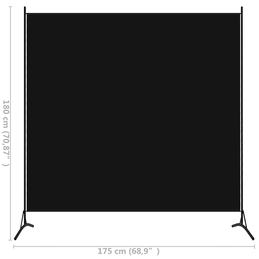 Sobna pregrada crna 175 x 180 cm od tkanine