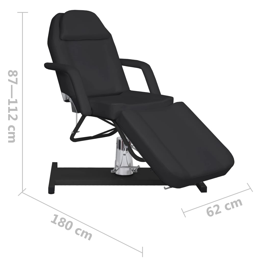 Masažni stol crni 180 x 62 x (87 - 112) cm