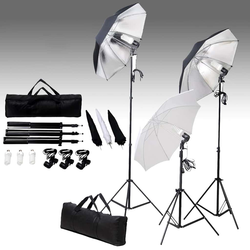 Komplet za fotografski studio sa setom svjetiljki i pozadinom Crna 500 x 300 cm