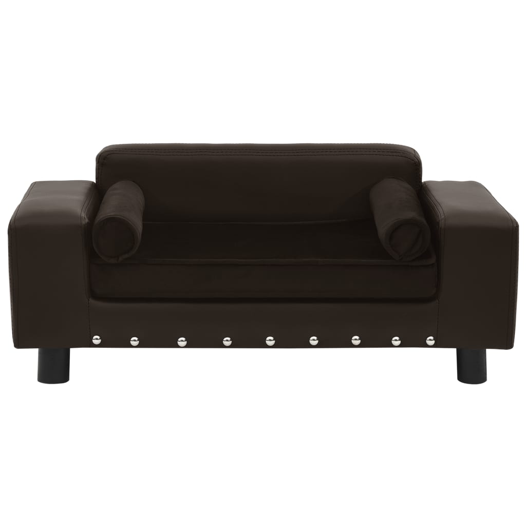 Sofa za pse smeđa 81 x 43 x 31 cm od pliša i umjetne kože