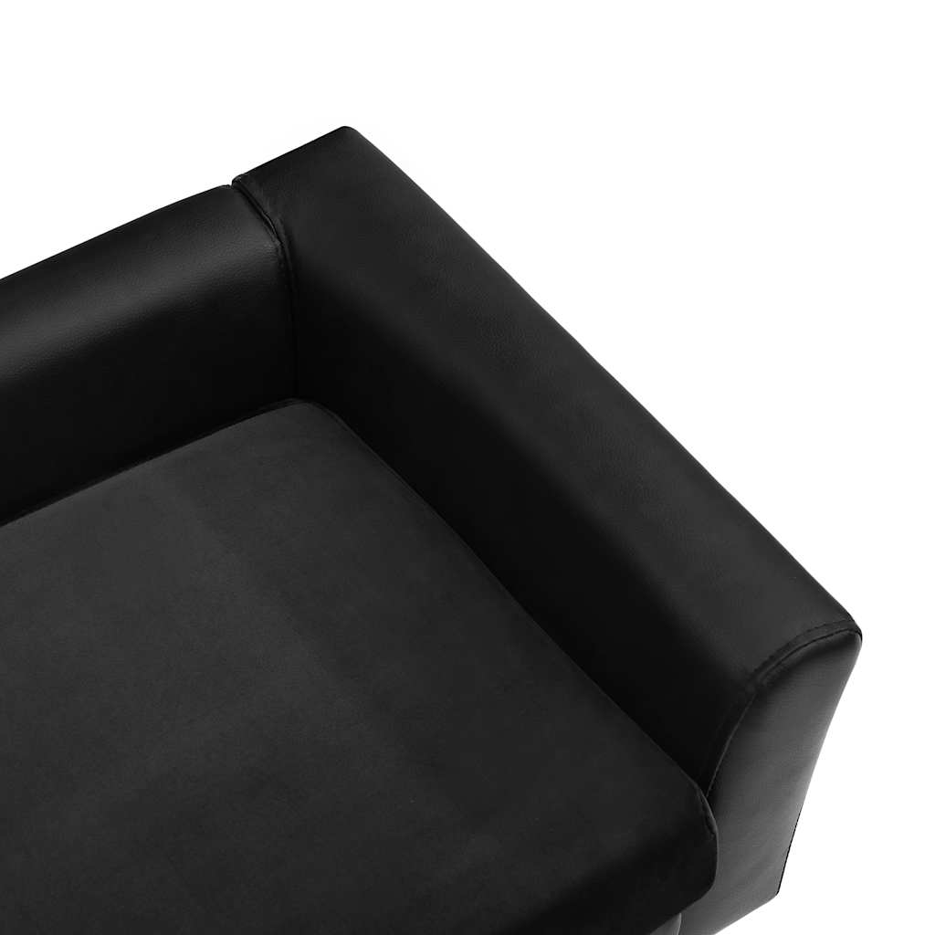 Sofa za pse crna 60 x 43 x 30 cm od pliša i umjetne kože