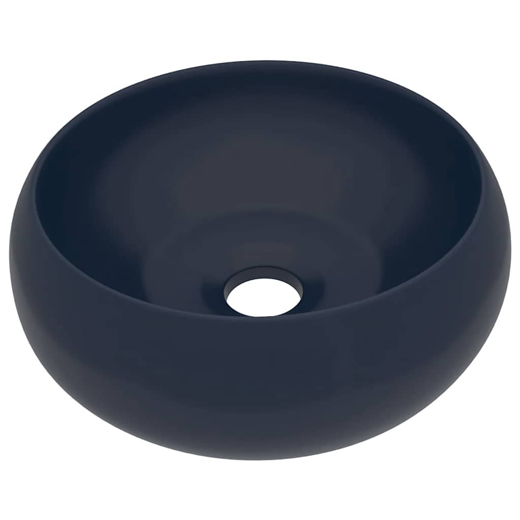 Luksuzni okrugli umivaonik mat tamnoplavi 40 x 15 cm keramički