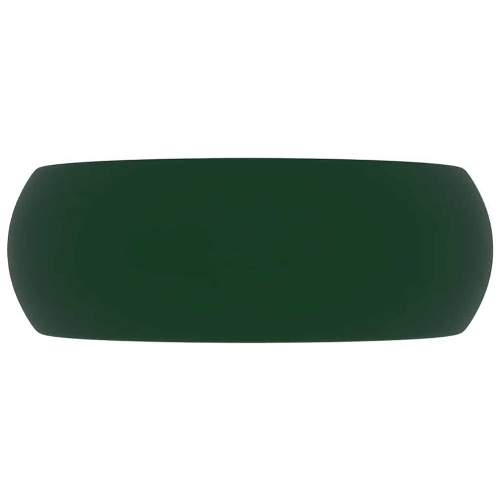 Luksuzni okrugli umivaonik mat tamnozeleni 40 x 15 cm keramički
