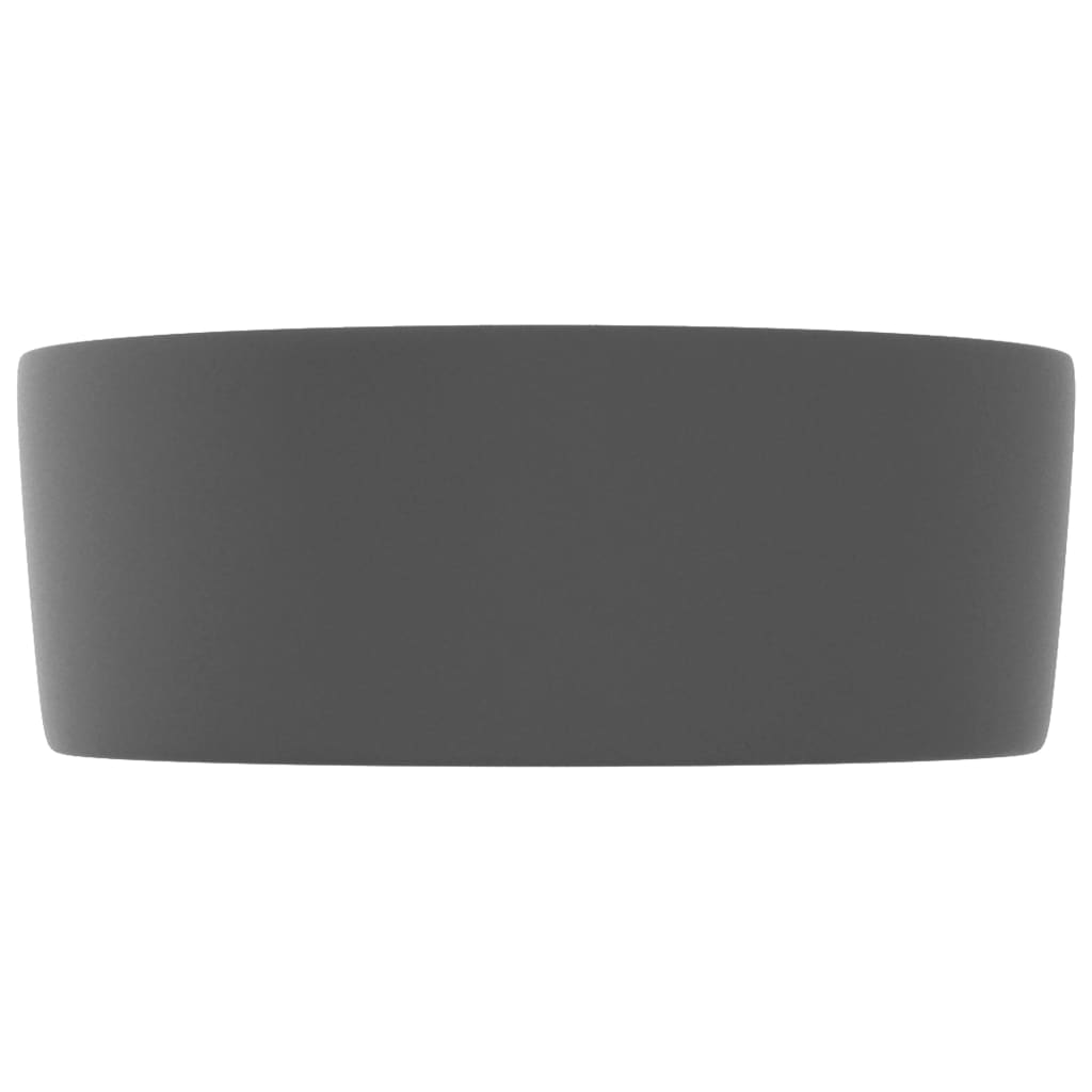 Luksuzni okrugli umivaonik mat tamnosivi 40 x 15 cm keramički
