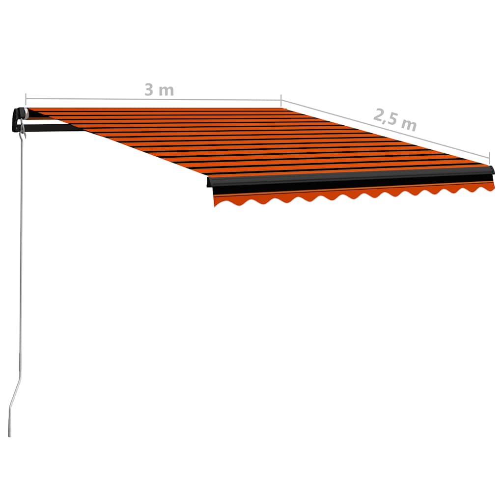 Tenda na ručno uvlačenje LED 300 x 250 cm narančasto-smeđa