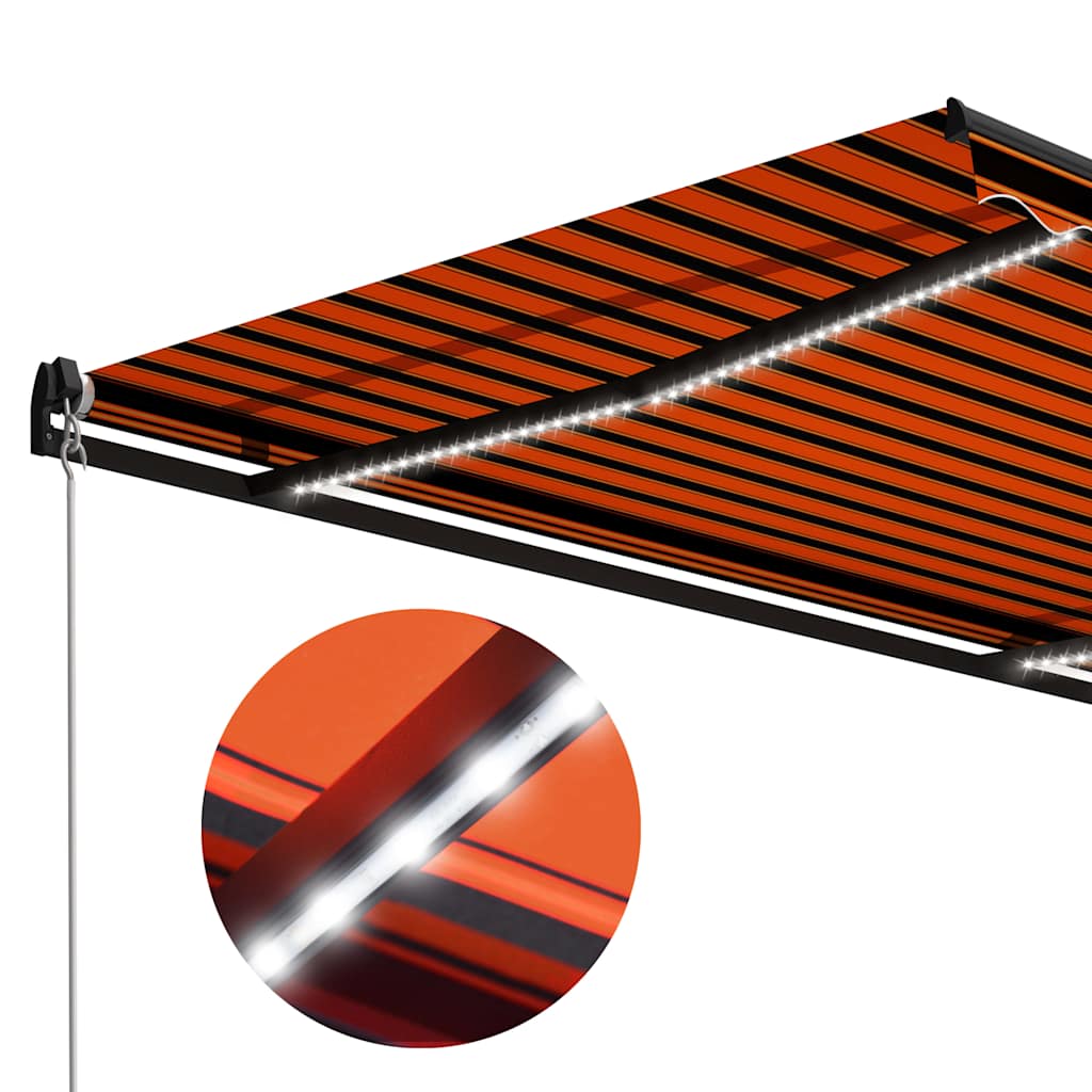 Tenda na ručno uvlačenje LED 300 x 250 cm narančasto-smeđa