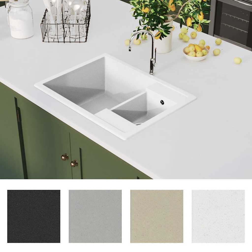 Kuhinjski sudoper s dvije kadice bijeli granitni
