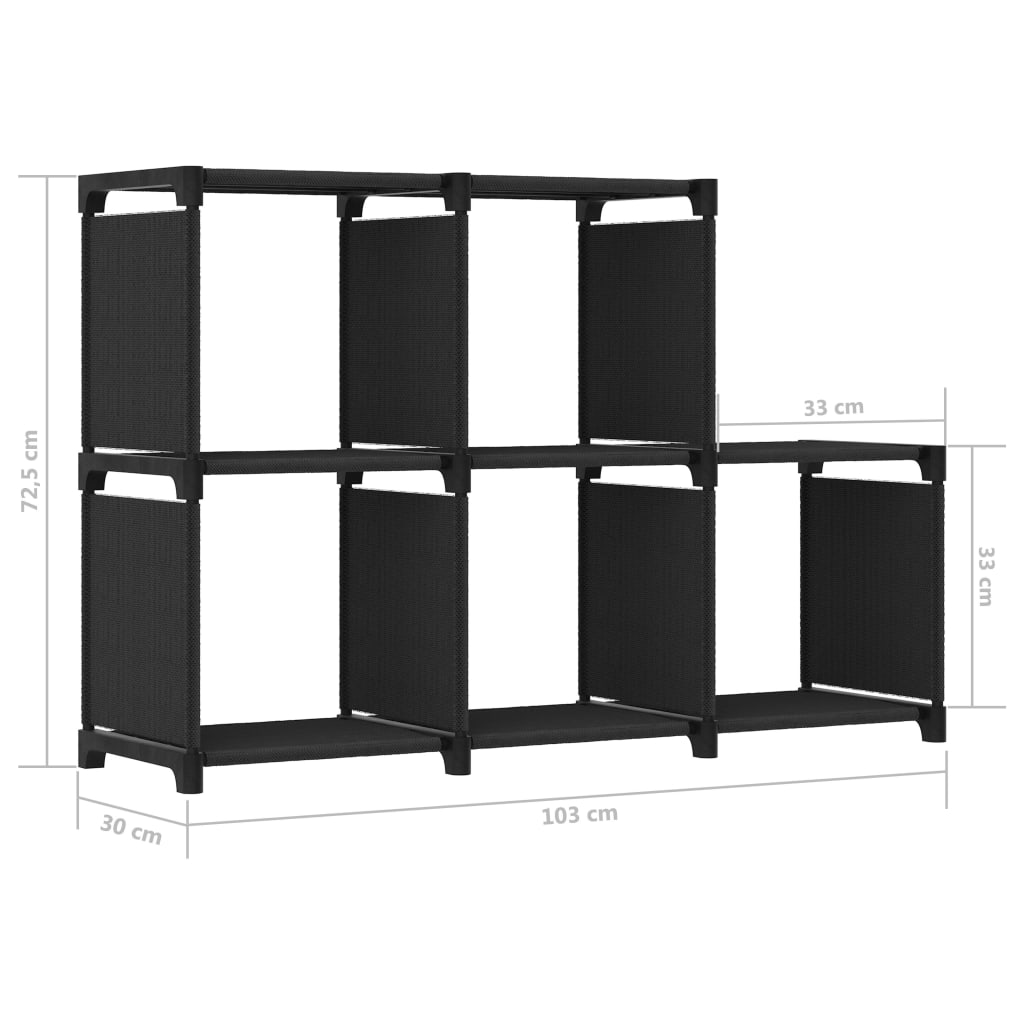 Police za izlaganje s 5 kocki od tkanine 103x30x72,5 cm crne