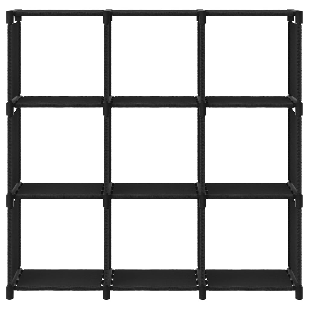 Police za izlaganje s 9 kocki crne 103x30x107,5 cm od tkanine
