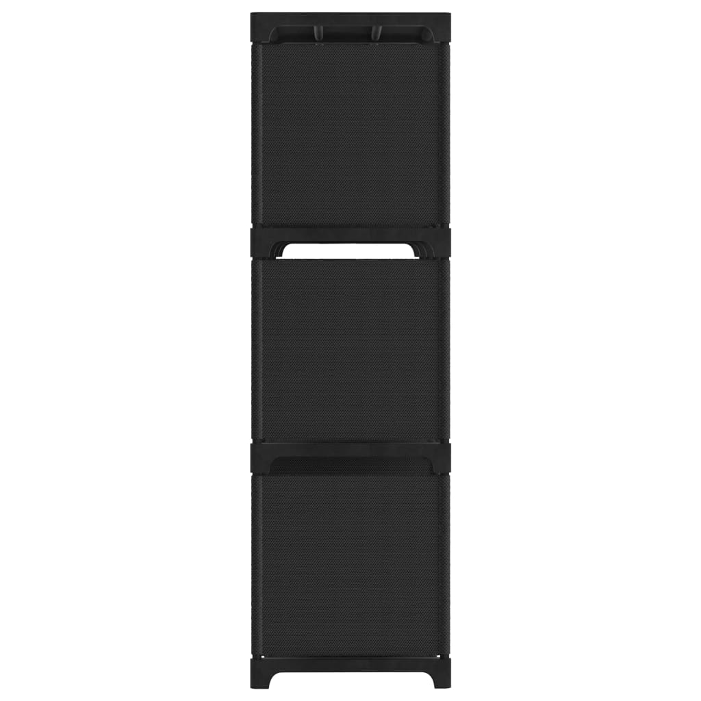 Police za izlaganje s 9 kocki crne 103x30x107,5 cm od tkanine