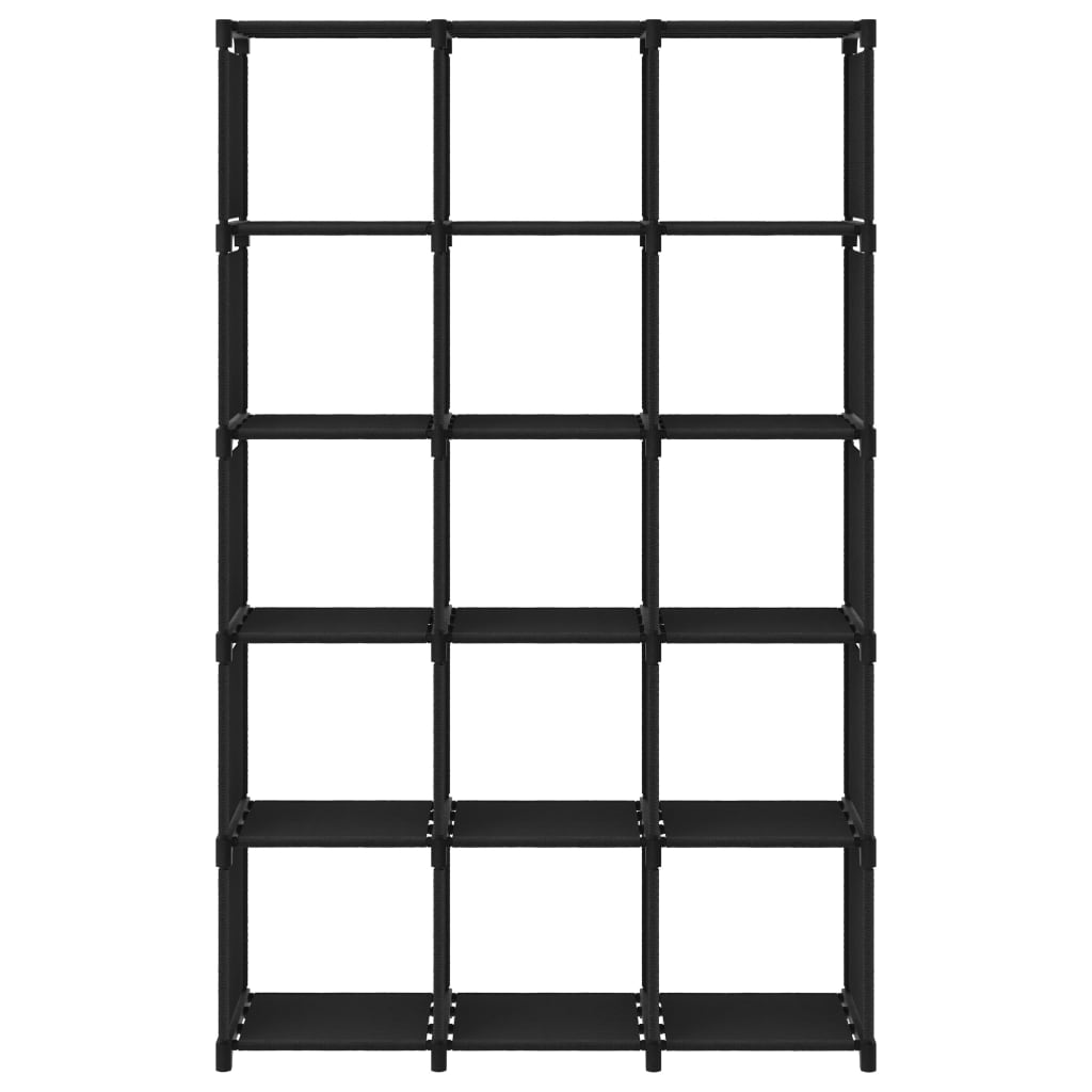 Police za izlaganje s 15 kocki crne 103x30x175,5 cm od tkanine