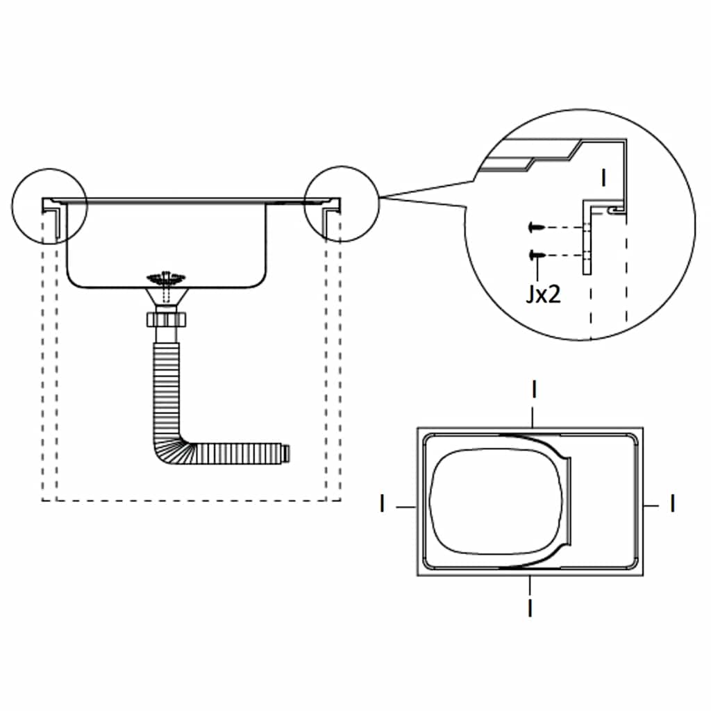 Kuhinjski sudoper s cjedilom srebrni 600 x 500 x 155 mm čelični