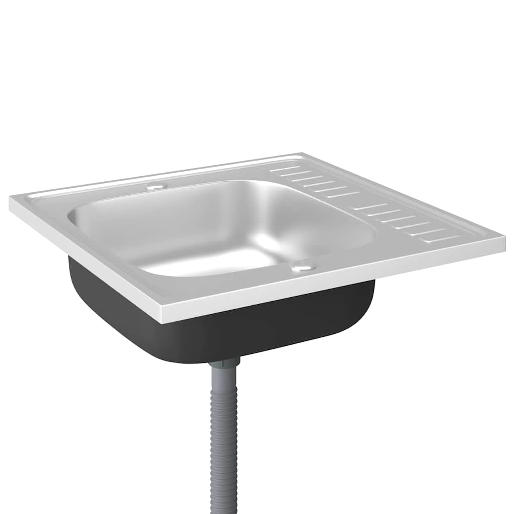 Kuhinjski sudoper s cjedilom srebrni 600 x 600 x 155 mm čelični