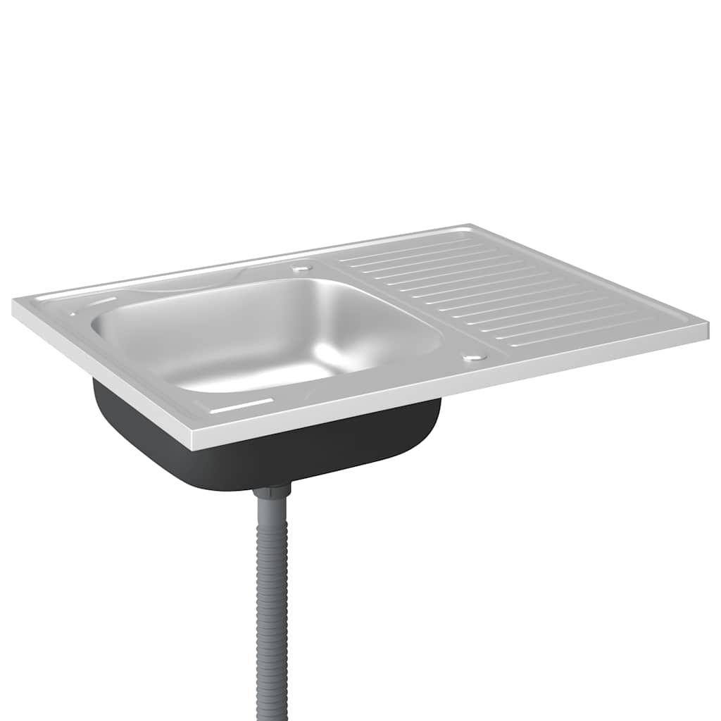 Kuhinjski sudoper s cjedilom srebrni 800 x 600 x 155 mm čelični