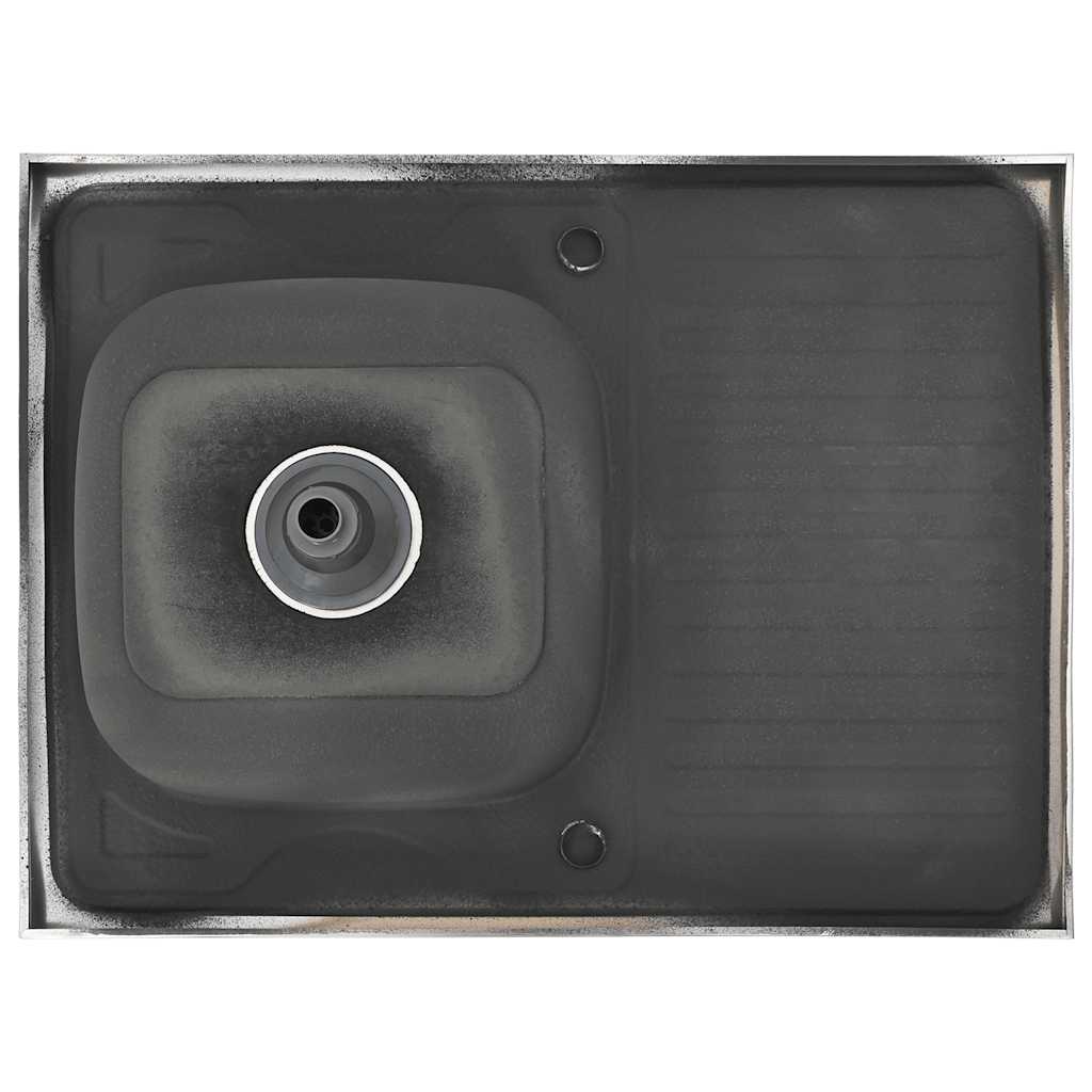 Kuhinjski sudoper s cjedilom srebrni 800 x 600 x 155 mm čelični