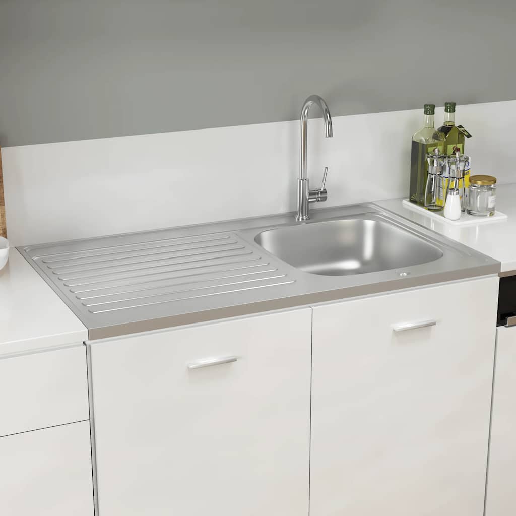 Kuhinjski sudoper s cjedilom srebrni 1000x600x155 mm čelični