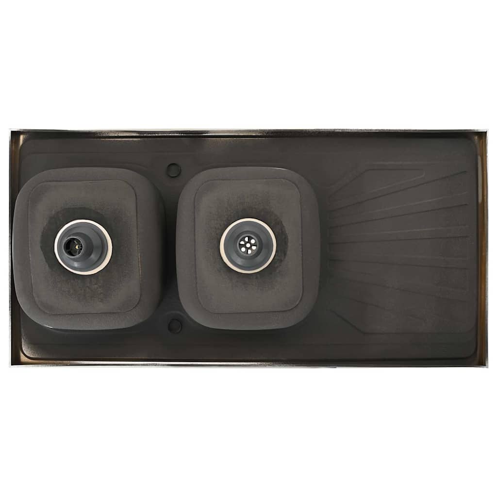 Kuhinjski sudoper s dva korita srebrni 1200x600x155 mm čelični