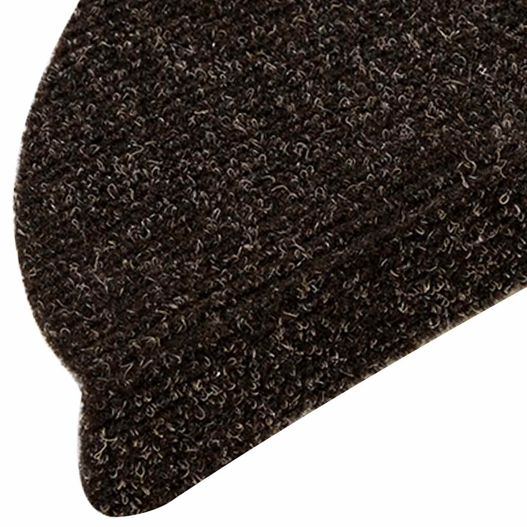 Prostirke za stepenice, samoljepljive, 15 kom, 56x17x3 cm, tamnosmeđe, poluokrugle