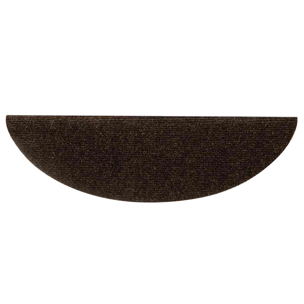 Prostirke za stepenice, samoljepljive, 15 kom, 56x17x3 cm, smeđe, poluokrugle