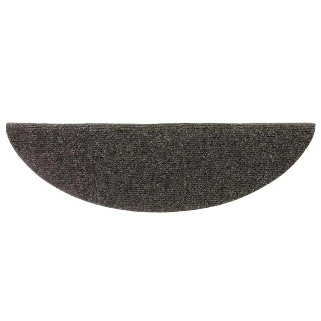 Prostirke za stepenice, samoljepljive, 15 kom 56x17x3 cm, antracit, poluokrugle