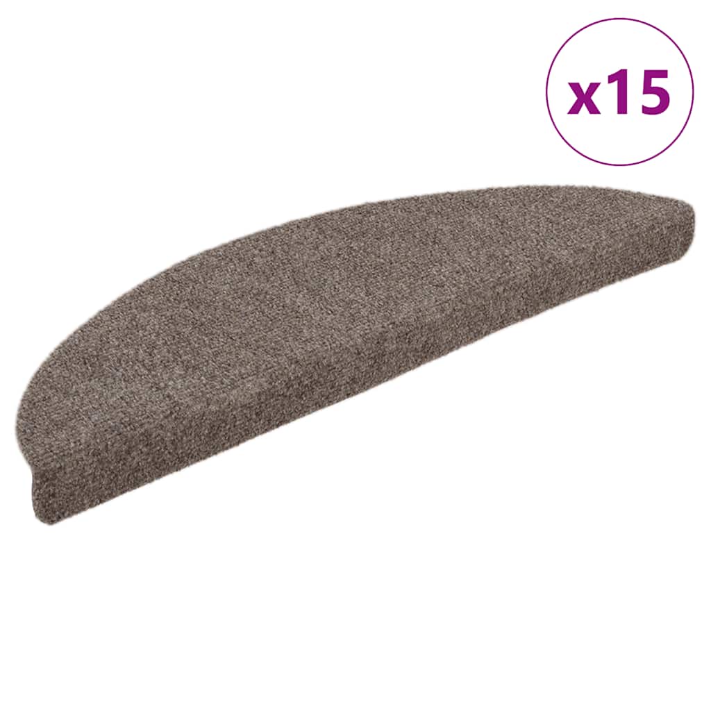 Prostirke za stepenice, samoljepljive, 15 kom, 65x21x4 cm, bež, poluokrugle, velike