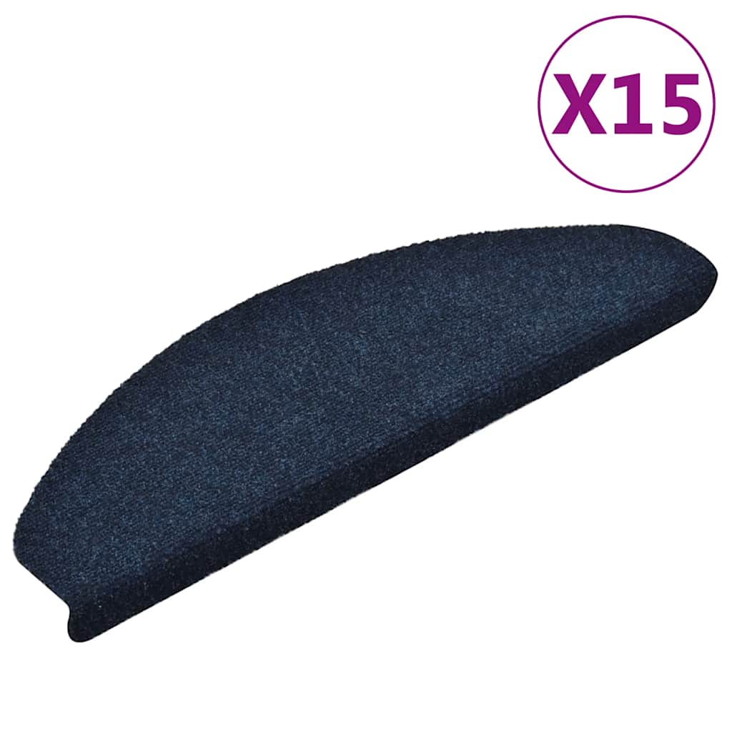 Prostirke za stepenice, samoljepljive, 15 kom. 65x21x4 cm, tamnoplave, poluokrugle, velike