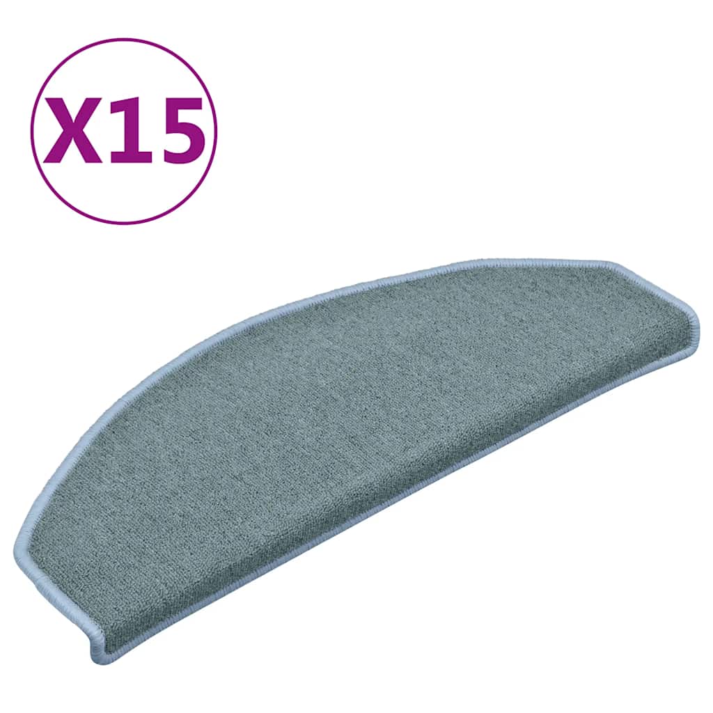 Prostirke za stepenice 15 kom 65x24x4 cm morsko plave poluokrugle velike