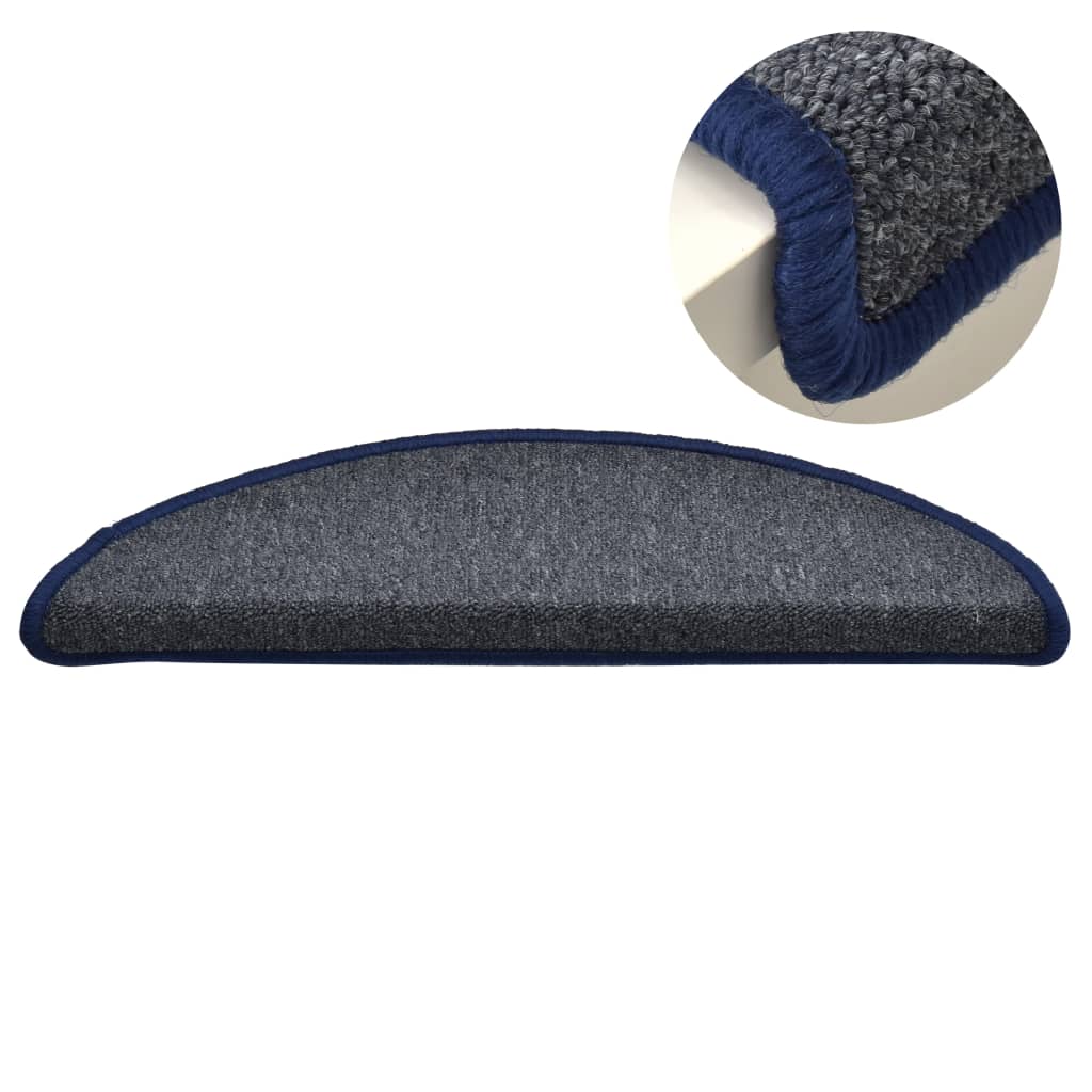 Prostirke za stepenice 15 kom 56x17x3 cm tamno sive i plave poluokrugle